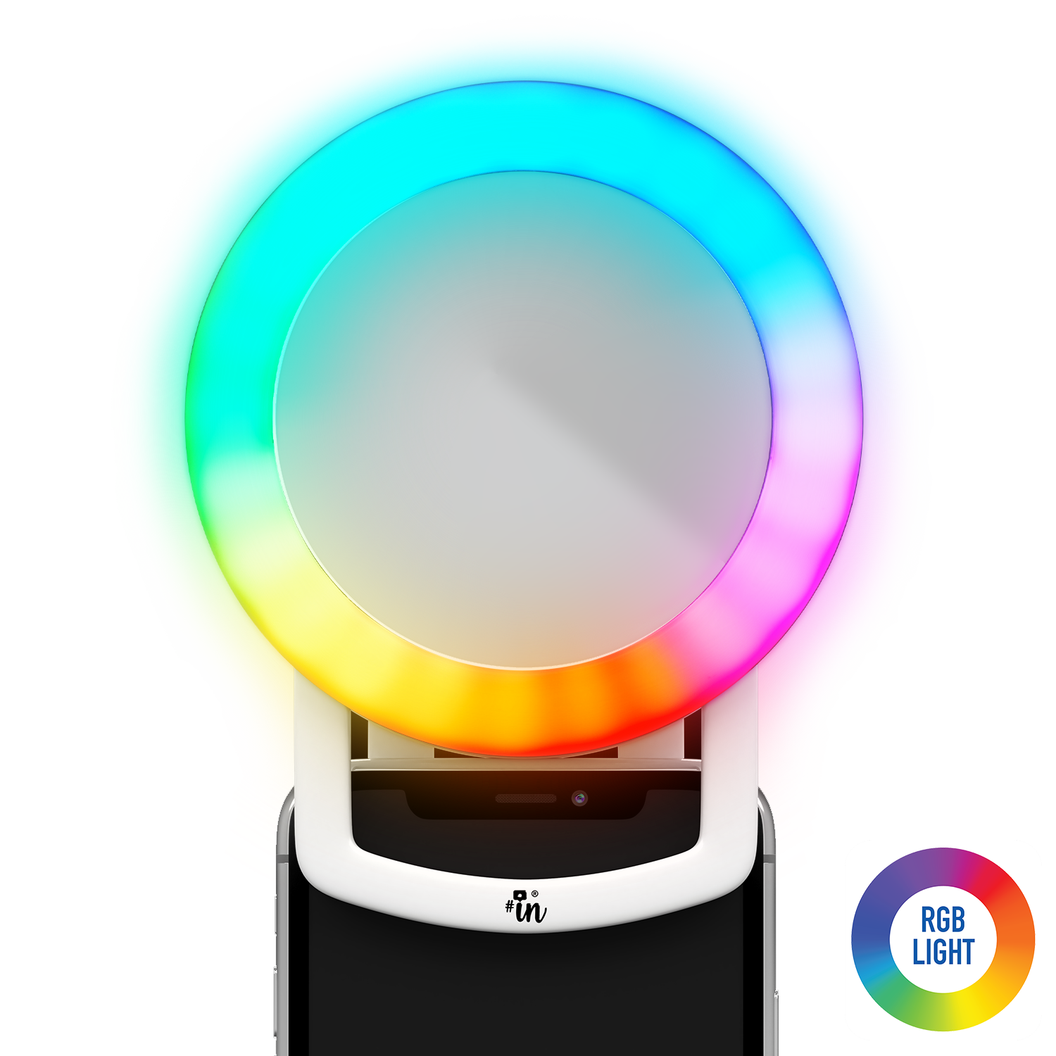 Clip on RGB Selfie Phone Light with Mirror