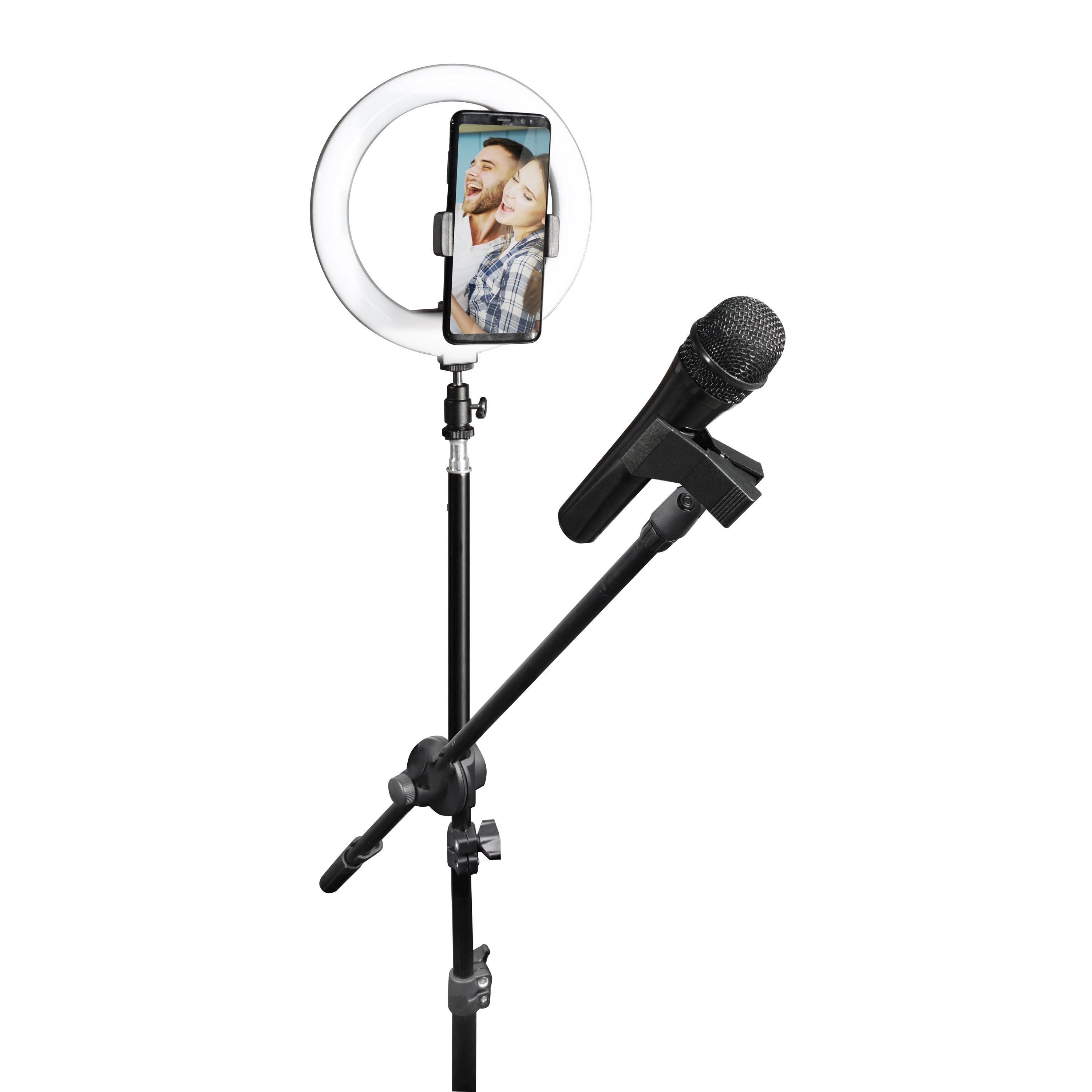 8 Inch Ring Light Studio Kit with Light, Tripod, Mic and Phone Mounts
