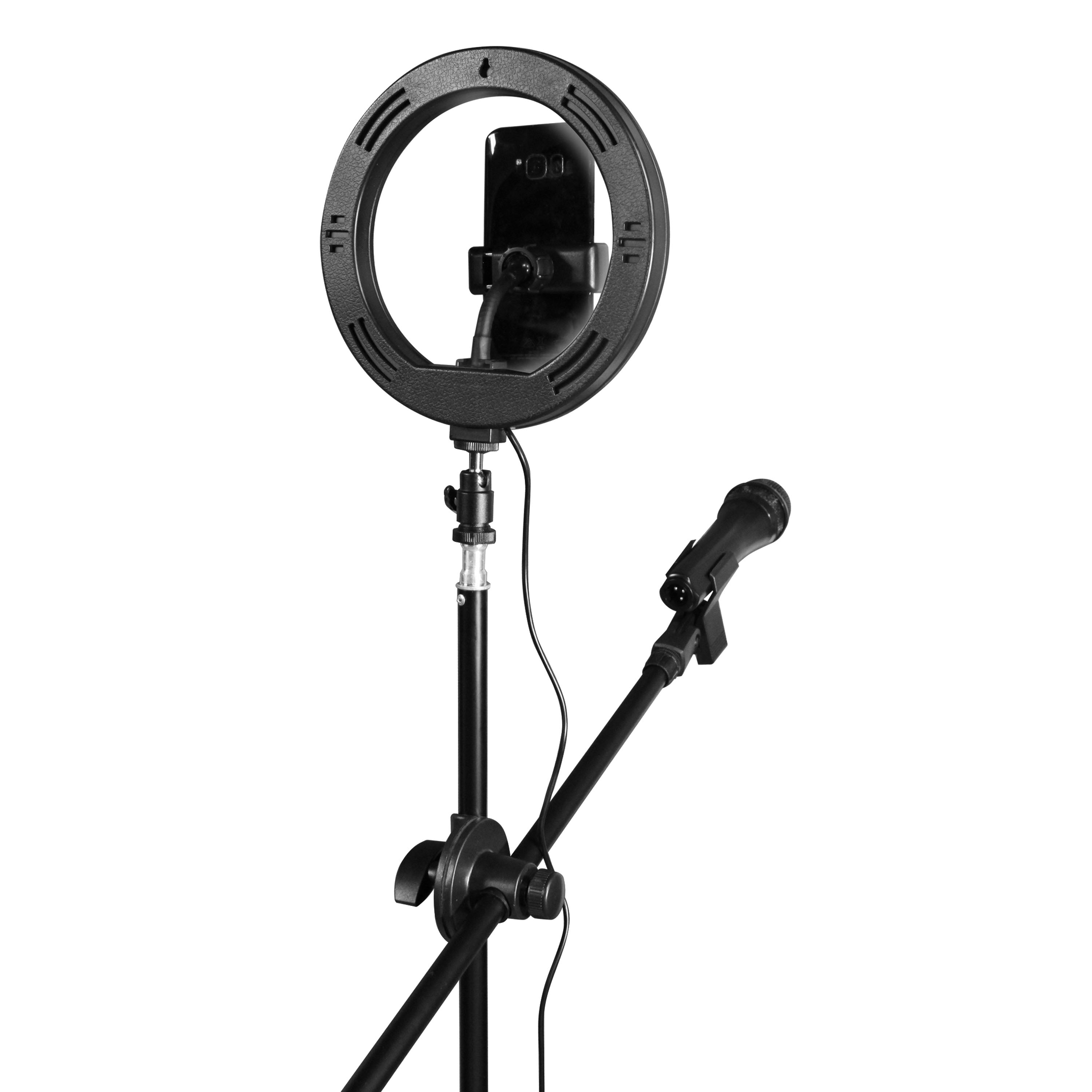 8 Inch Ring Light Studio Kit with Light, Tripod, Mic and Phone Mounts